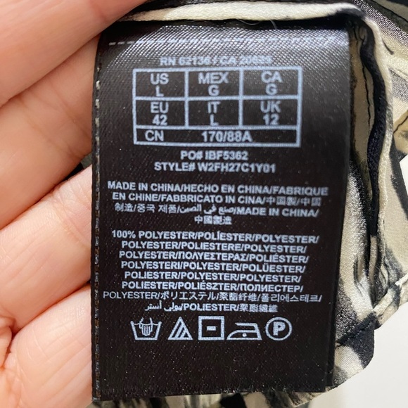 Guess London Sleeve Sheer Button Up Blouse with Roll Tab Sleeves, Large - Picture 7 of 13